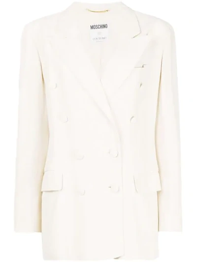 Pre-owned Moschino Vintage Double-breasted Blazer In Neutrals