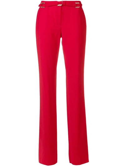 Pre-owned Versace 2000s Tailored Trousers In Red