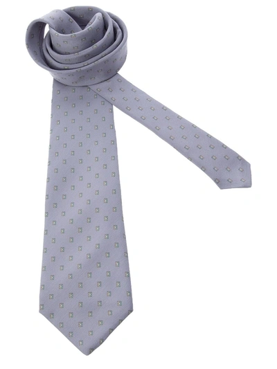 Pre-owned Pierre Cardin Vintage Rectangle Print Tie In Grey