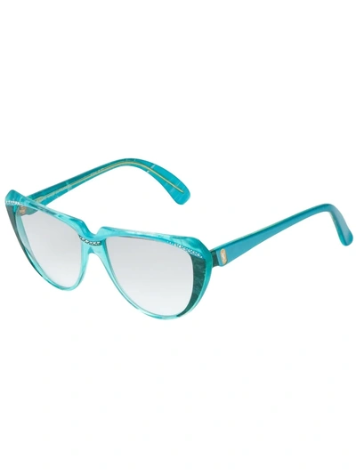 Pre-owned Saint Laurent Embellished Cat Eye Sunglasses In Blue