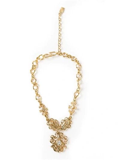Saint Laurent Yves  Vintage Arabesque Necklace - Metallic