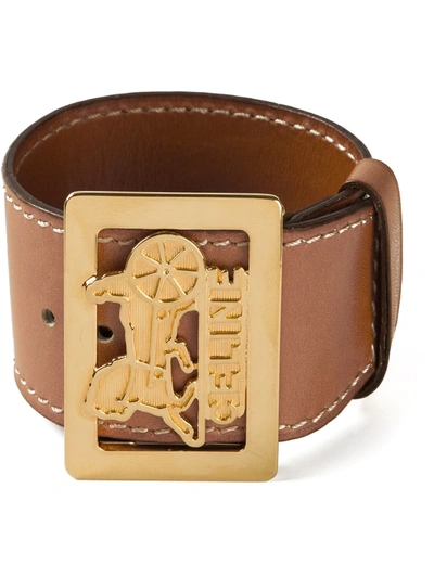 Pre-owned Celine 1980s  Buckled Cuff In Brown