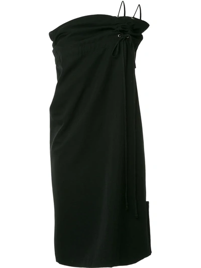 Pre-owned Comme Des Garçons Drawstring One Shoulder Dress In Black