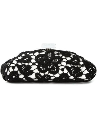 Pre-owned Chanel 2010 Large Floral Lace Clutch In Black