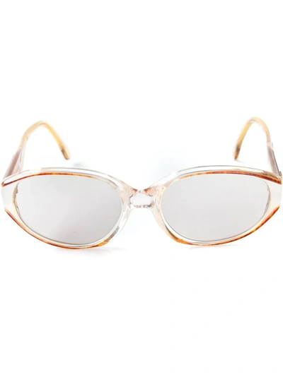 Pre-owned Saint Laurent Oval Frame Sunglasses In Neutrals