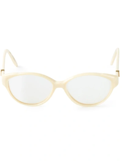 Saint Laurent Rounded Glasses In Nude & Neutrals