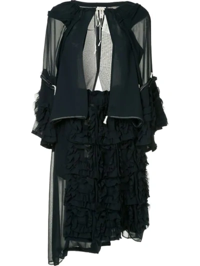 Pre-owned Comme Des Garçons Layered Frilled Jacket And Dress In Black