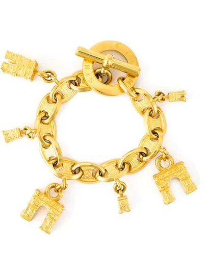 Celine 1980's Arc De Triomphe Charm Bracelet In Metallic