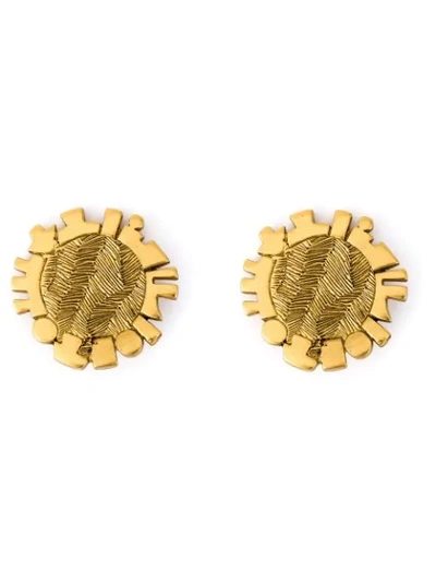 Pre-owned Jean Louis Scherrer Vintage 1980s Disk Clip-on Earrings In Metallic