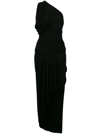 Pre-owned A.n.g.e.l.o. Vintage Cult 1960s One-shoulder Long Dress In Black