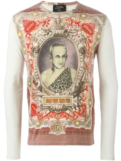 Pre-owned Jean Paul Gaultier Vintage 'jpg' Printed Top In White