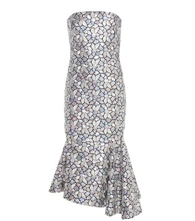 Balenciaga Embellished Embroidered Cotton-canvas Dress In Metallic