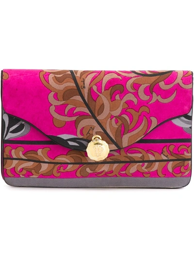 Pre-owned Emilio Pucci Vintage 1960s Foliage Print Clutch In Pink