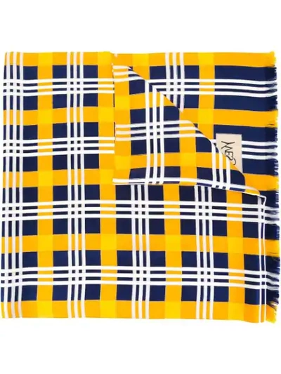 Pre-owned Saint Laurent Checked Scarf In Multicolour