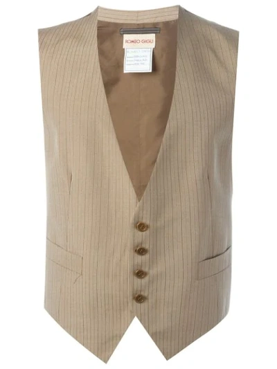 Romeo Gigli Vintage Pinstripe Waistcoat - Brown