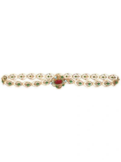 Chanel 1980's Pearl And Turquoise Filigree Belt - Metallic