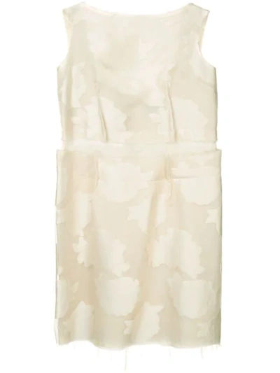 Pre-owned Comme Des Garçons Frayed Embroidered Sleeveless Dress In Neutrals