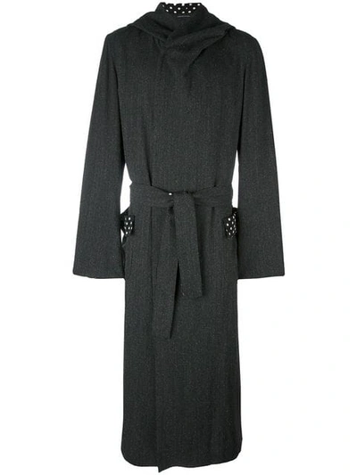 Pre-owned Yohji Yamamoto Vintage Hooded Maxi Coat In Grey