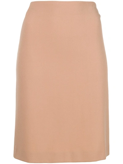Pre-owned Romeo Gigli Vintage Fitted Midi Skirt In Neutrals
