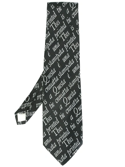 Pre-owned Moschino Vintage Quote Intarsia Knit Tie In Black