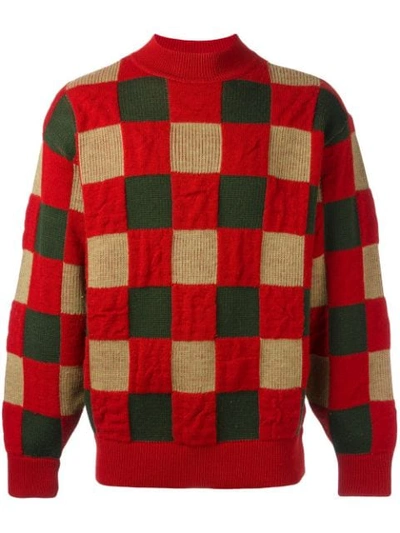 Pre-owned Issey Miyake Checked Jumper In Red