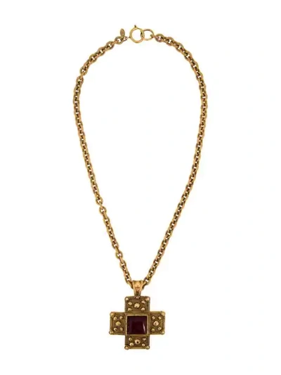 Pre-owned Chanel Vintage Cross Pendant Necklace - Metallic