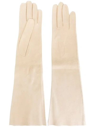 Pre-owned Hermes  Long Gloves In Neutrals