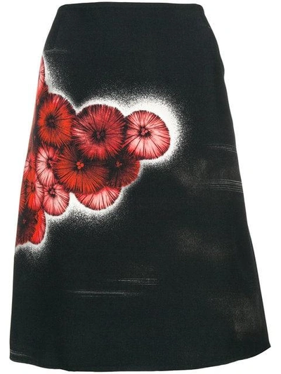 Pre-owned Prada Floral Print Mini Skirt In Black