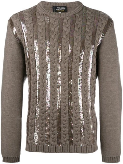 Pre-owned Jean Paul Gaultier Vintage Sequined Knitted Jumper In Brown
