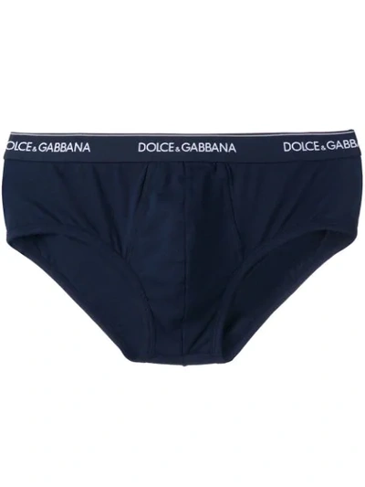 Dolce & Gabbana Logo Waistband Briefs In Blue