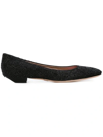 Pre-owned Giorgio Armani Textured Ballerina Flats In Black