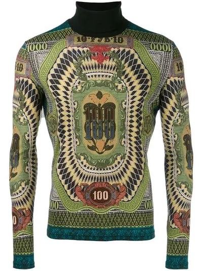 Pre-owned Jean Paul Gaultier Vintage 1994 Roll Neck 100 Dollar Jumper In Multicolour