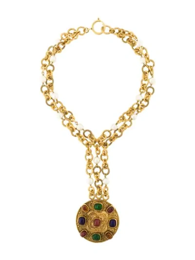 Pre-owned Chanel 1984 Byzantine Necklace In White