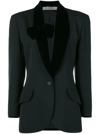 Pre-owned Jean Louis Scherrer Vintage Bow-detail Tuxedo Jacket In Black