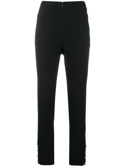 Pre-owned Chanel High-waist Silk Tailored Trousers In Black