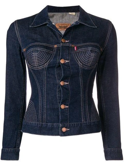 Pre-owned Jean Paul Gaultier Vintage Stitched Detailing Denim Jacket In Blue