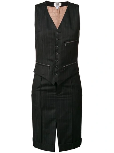 Jean Paul Gaultier Vintage Pinstripe Waistcoat Dress - Black