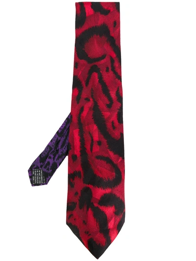 Pre-owned Versace Abstract Pattern Tie In Red