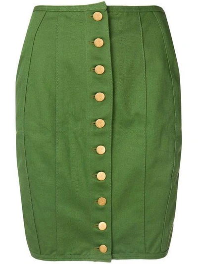 Pre-owned Jean Paul Gaultier Vintage Lace-up Detailing Pencil Skirt In Green