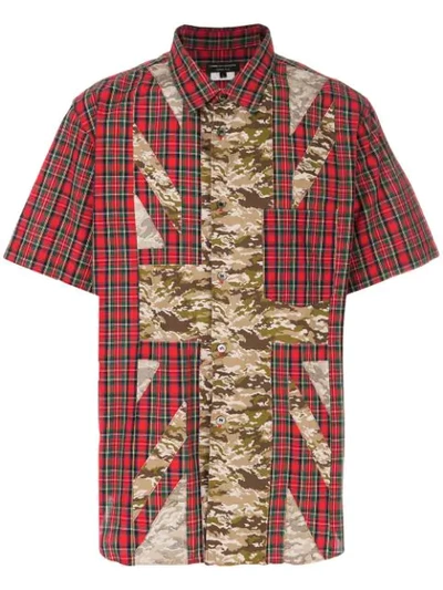 Pre-owned Comme Des Garçons Camouflage And Tartan Shirt In Red