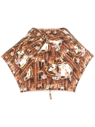 Pre-owned Jean Paul Gaultier Vintage 1992 Face-print Umbrella In Brown