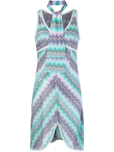 Pre-owned Missoni Abstract Print Scarf Dress In Blue
