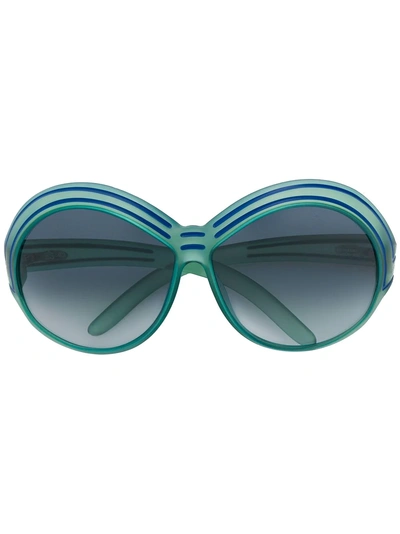 Pre-owned Dior 1970s Oversized Frame Sunglasses In Green