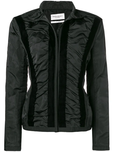 Pre-owned Saint Laurent Velvety Appliqués Fitted Jacket In Black