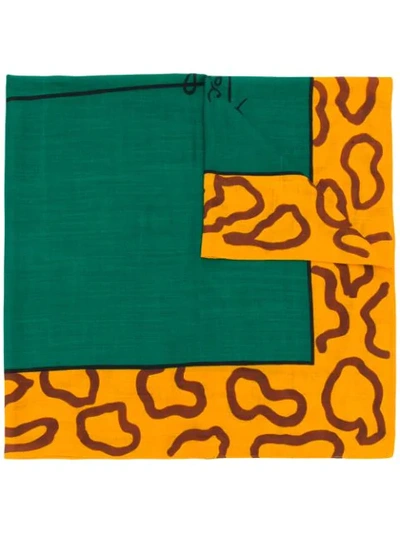 Pre-owned Jc De Castelbajac Vintage 1980s Leopard-print Detail Wool Scarf In Green