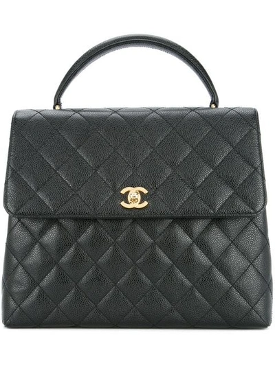 Pre-owned Chanel Vintage Quilted Cc Handbag - Black