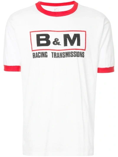Pre-owned Fake Alpha Vintage 1970s B&m Racing Transmissions Print T-shirt In White