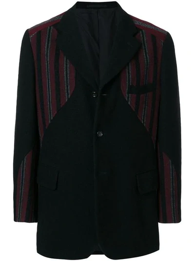 Pre-owned Comme Des Garçons Striped-panel Blazer In Black