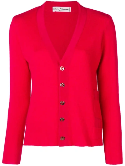 Pre-owned Ferragamo 1970's Cardigan In Red