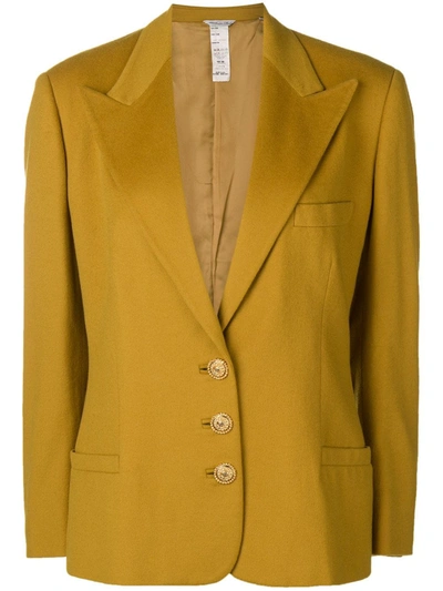 Pre-owned Versace 1980's Peaked Lapels Blazer In Yellow